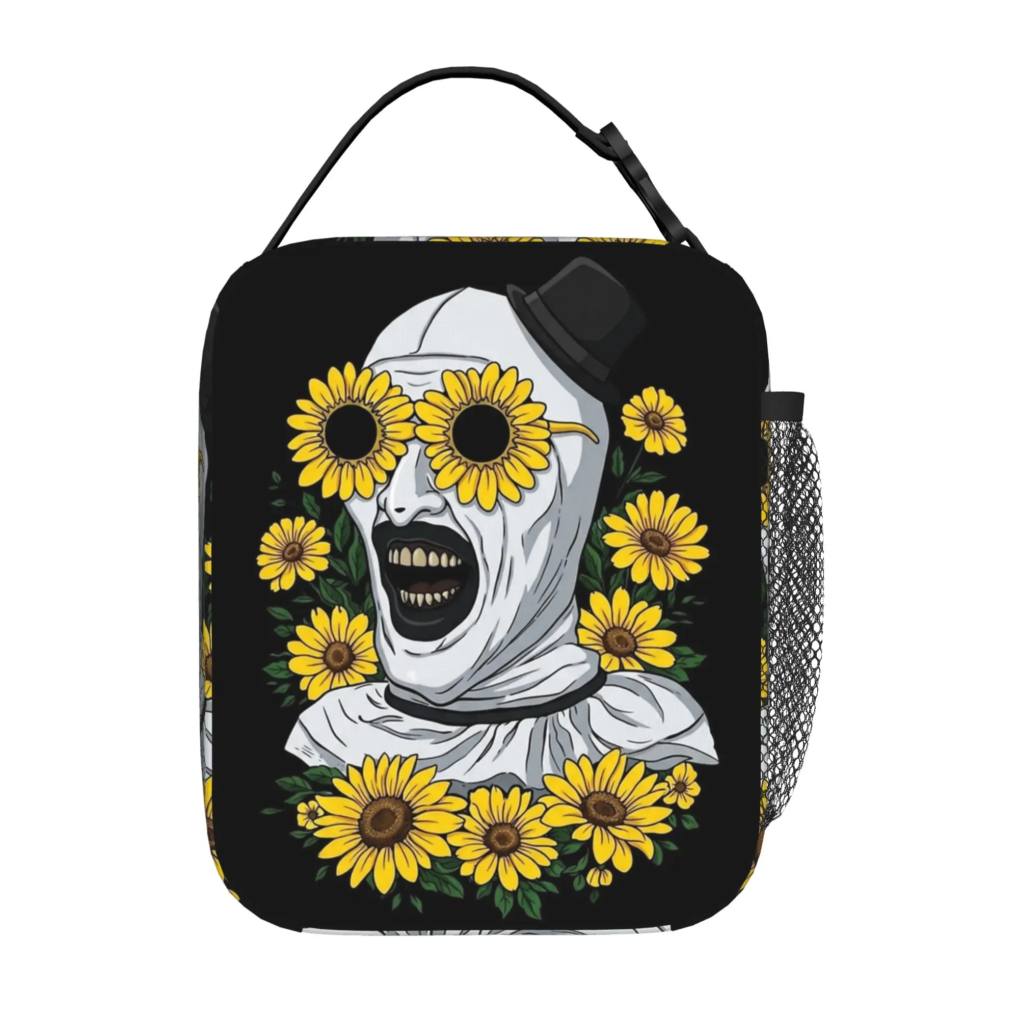 Terrifiers Art And Sunflowers Thermal Insulated Lunch Bag for Picnic Halloween Portable Food Bag Cooler Thermal Food Box