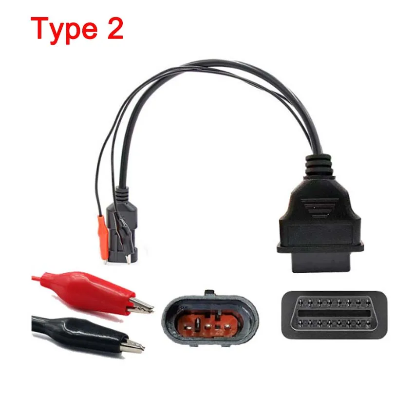 2 Type Option 3PIN To 16PIN OBD2 Cable Car Conversion Line for Fiat/Alfa/Lancia Old 3pin Diagnostic Connector for SYM Motorcycle