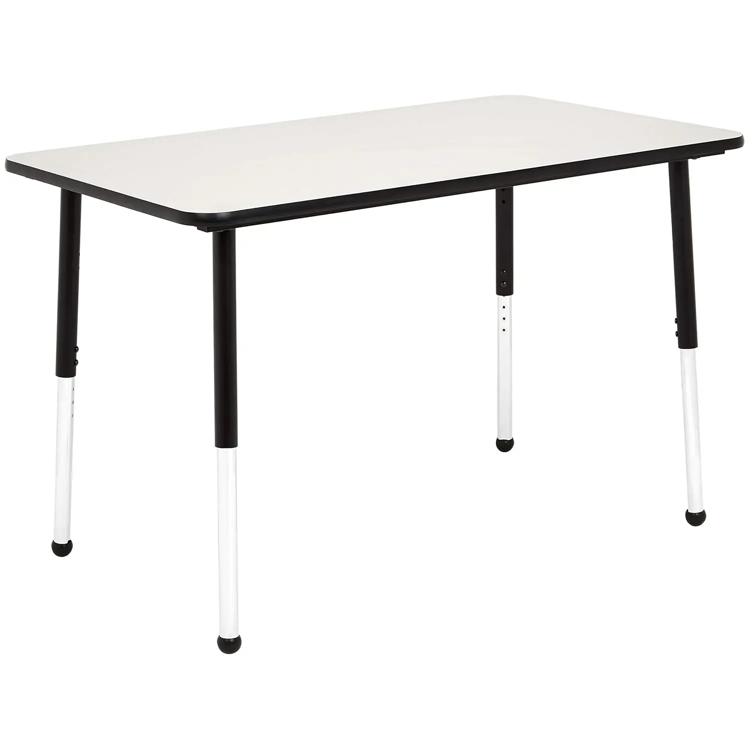 

Basics Rectangular School Activity Kids Table, Ball Glide Legs, Adjustable Height 19-30 Inch, Grey Top/Black Edge, 47" W