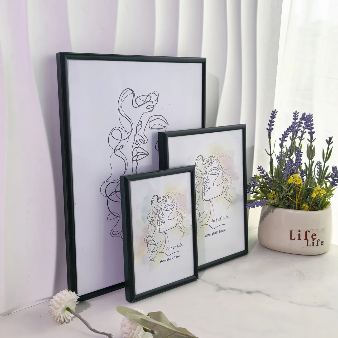 Minimalist Metal Frame, Gold/Silver/Matte Black, Horizontal/Vertical, for Posters Photos Certificates, Wall Mount or Desk, Gift