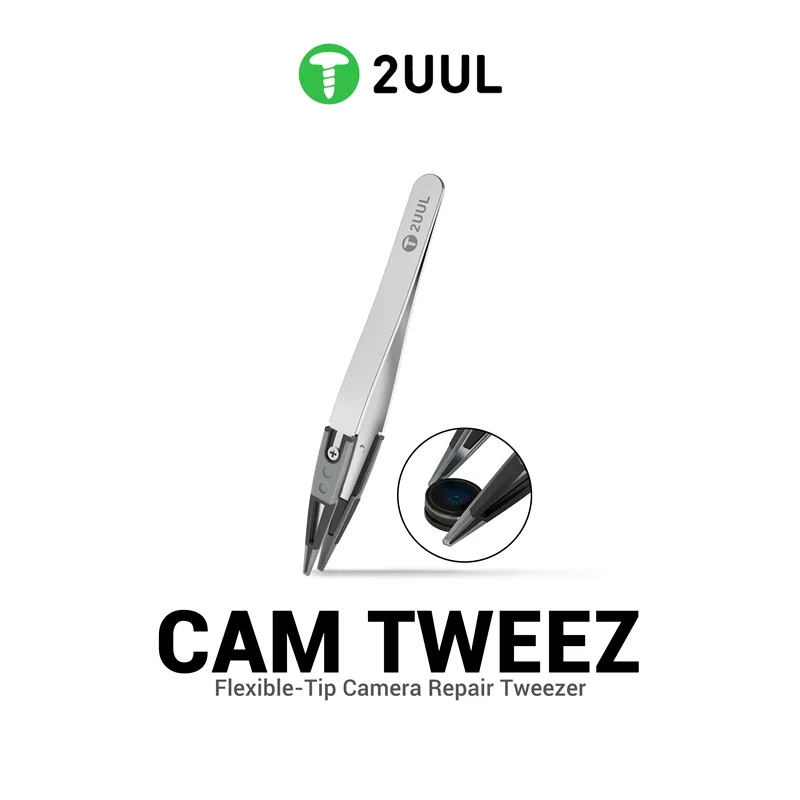 2UUL TW41 CAM TWEEZ Flexible Tip Anti-Scratch Camera Repair Tweezers Precision Tool for Mobile Phone Lens Module Removal Repair