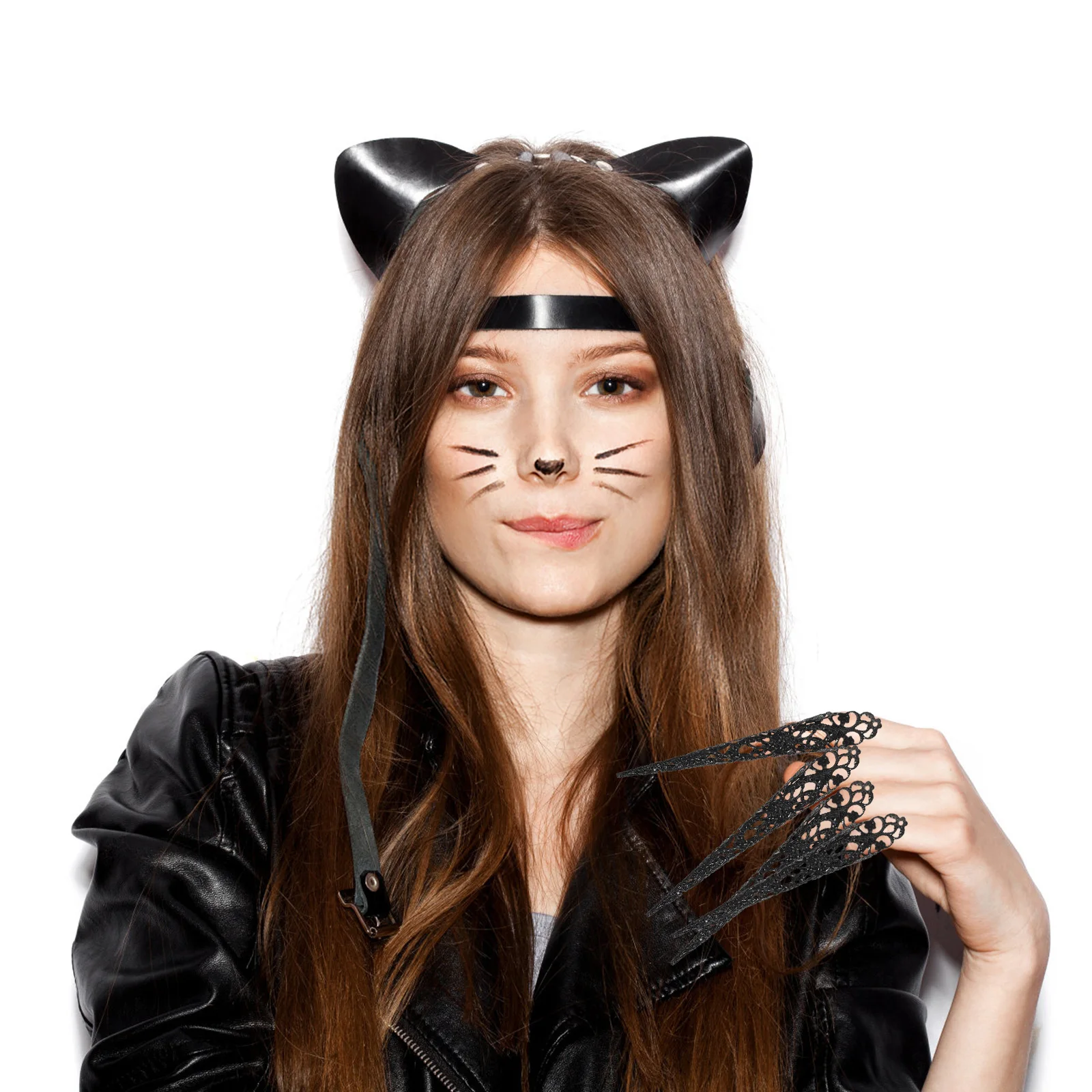 

5 Pcs Black 12cm Claw Rings Hollow Metal Fingertip Nail Rings for Halloween Women Girls cosplay photography festivals