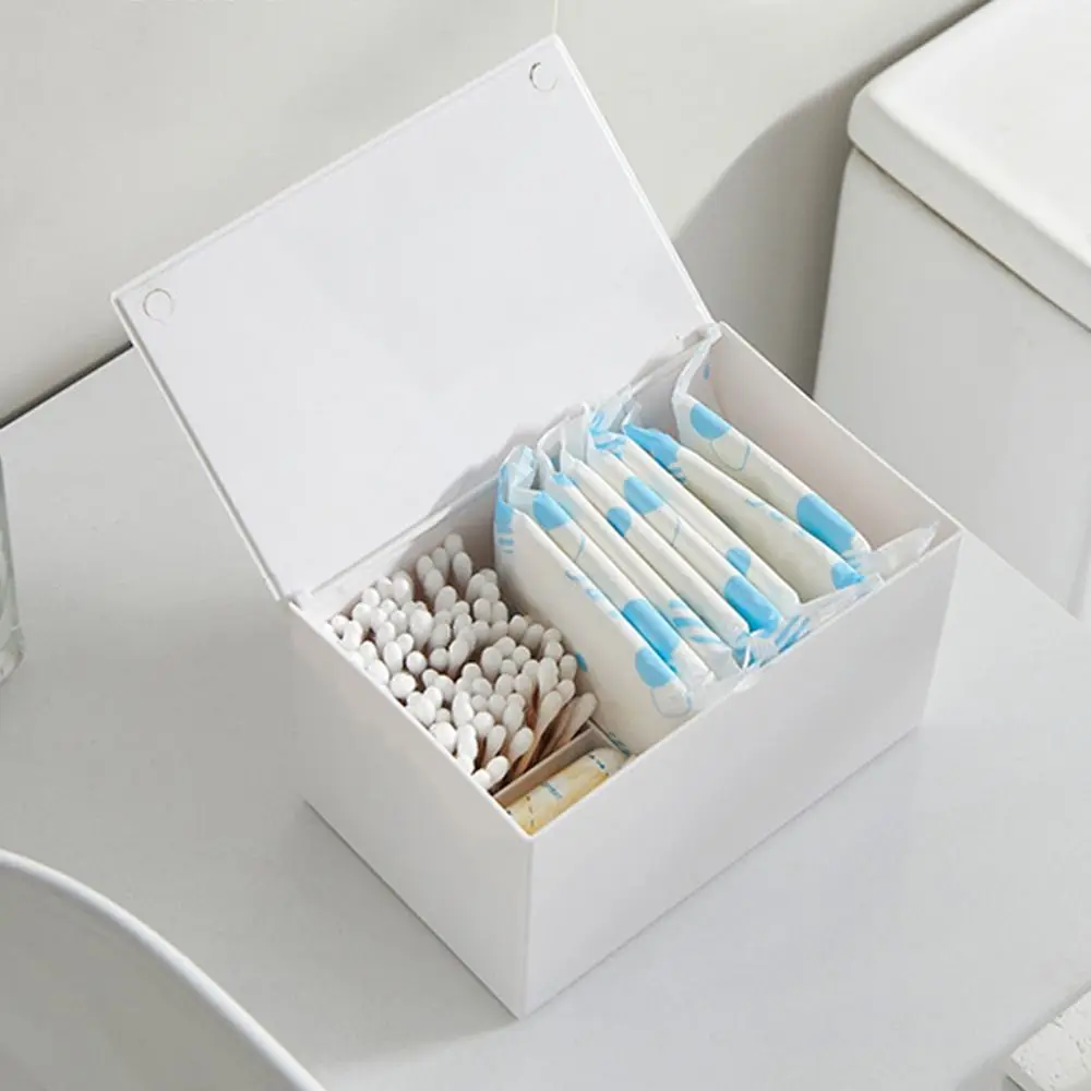 Dust Proof Plastic Flip Cotton Swab Box DIY Transparent Toothpick Container Save Space Square Cotton Swab Storage Box Home
