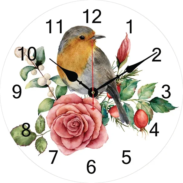 Birds Flowers Wall Clock Modern Design Living Room Bedroom Office Decoration Kitchen Clock Art Wall Watch Home Decor