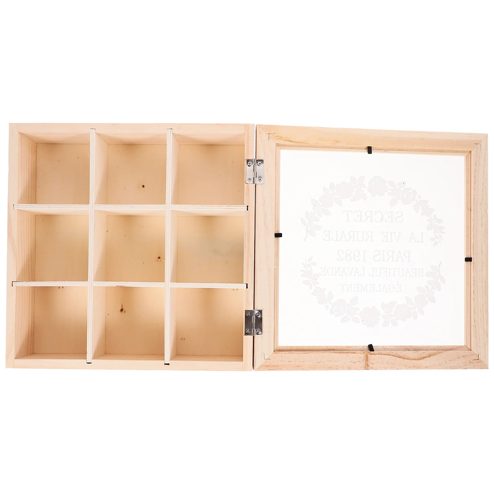 

Wooden 9-Grid Jewelry Storage Box Earring Necklace Ring Watch Organizer Sundries Craft Supplies Desktop Case