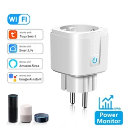 Tuya Smart Socket EU WiFi Smart Plug 16A AC100-240V with Power Monitoring Outlet Alexa Google Home Voice Control Smart Life APP