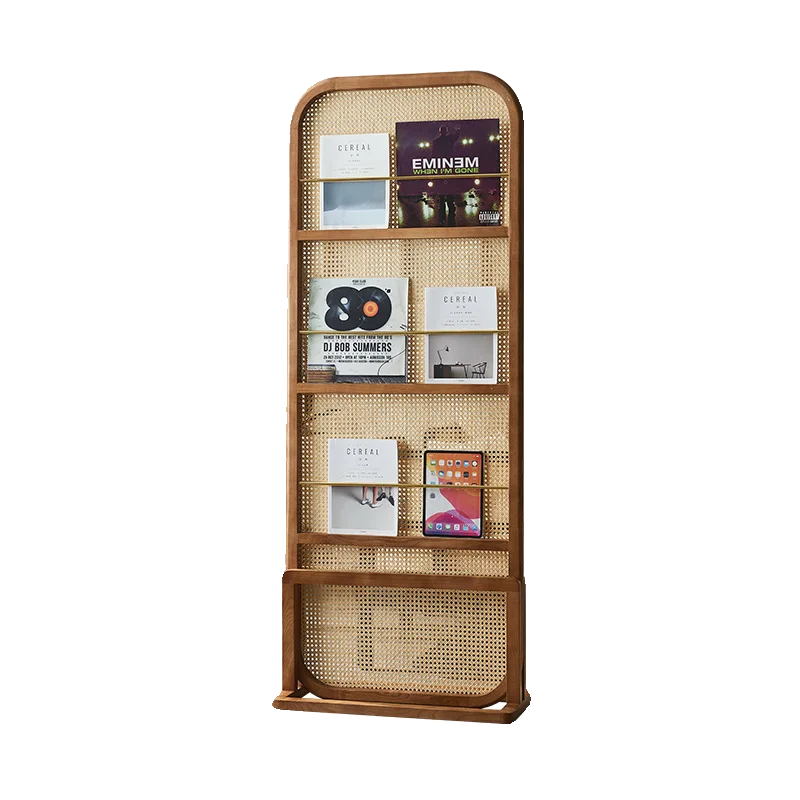 Schermo in rattan nordico mobile casa semplice arte mensola in legno massello camera da letto soggiorno sedile schermo divisorio d'ingresso