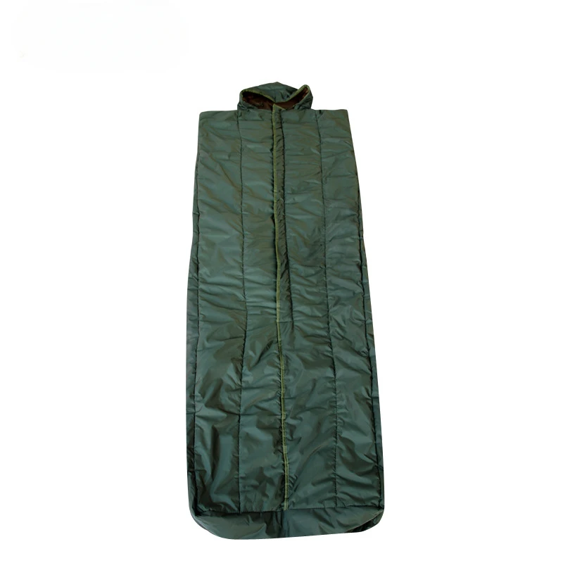 Thickened warm olive green coat style sleeping bag, portable storage for outdoor camping