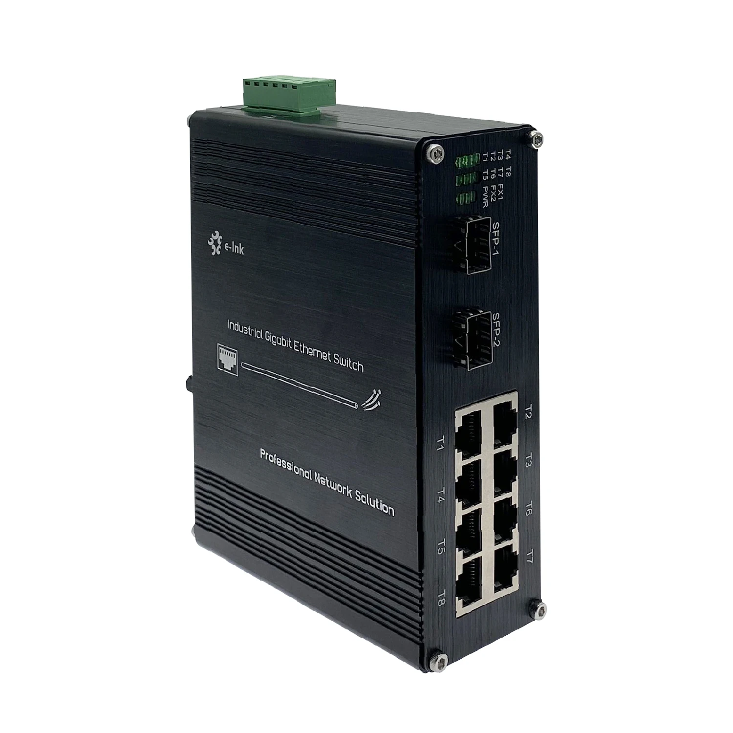 Gigabit Switch 8 Port 10/100/1000Base-T RJ45 to 2-port 1000BASE-X SFP Din Rail Unmanaged Fiber Network Switch