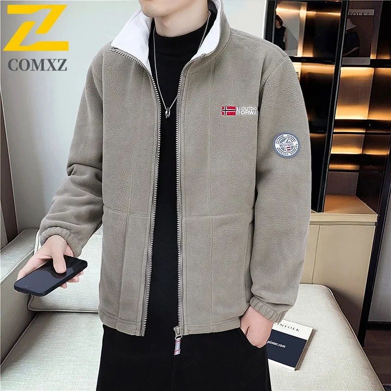 الرجال المطرزة مقنعين جاكيت من الصوف الشتاء الحراري يندبروف سترة طبقة مزدوجة معطف القطن متعدد جيب الثلوج عمال 2025 #2