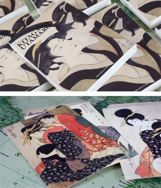 30Sheets/Box Japanese Famous Artists Katagawa Utamaro Artwork Postcard Ins Style Greeting Card Art Painting Post Card Gift Wish
