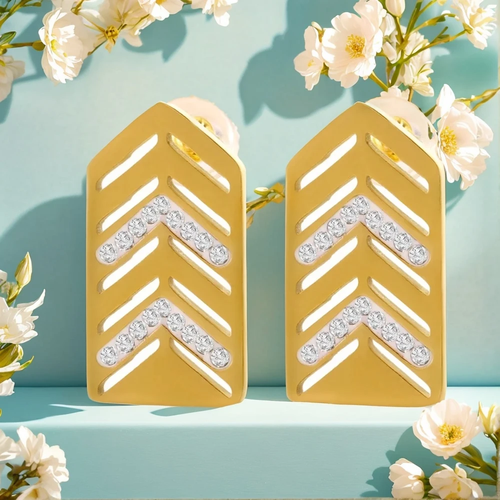 

Women's Earrings with Irregular Hollow Out Inlay of Zircon Stainless Steel Fashionable and Versatile Jewelry Accessories