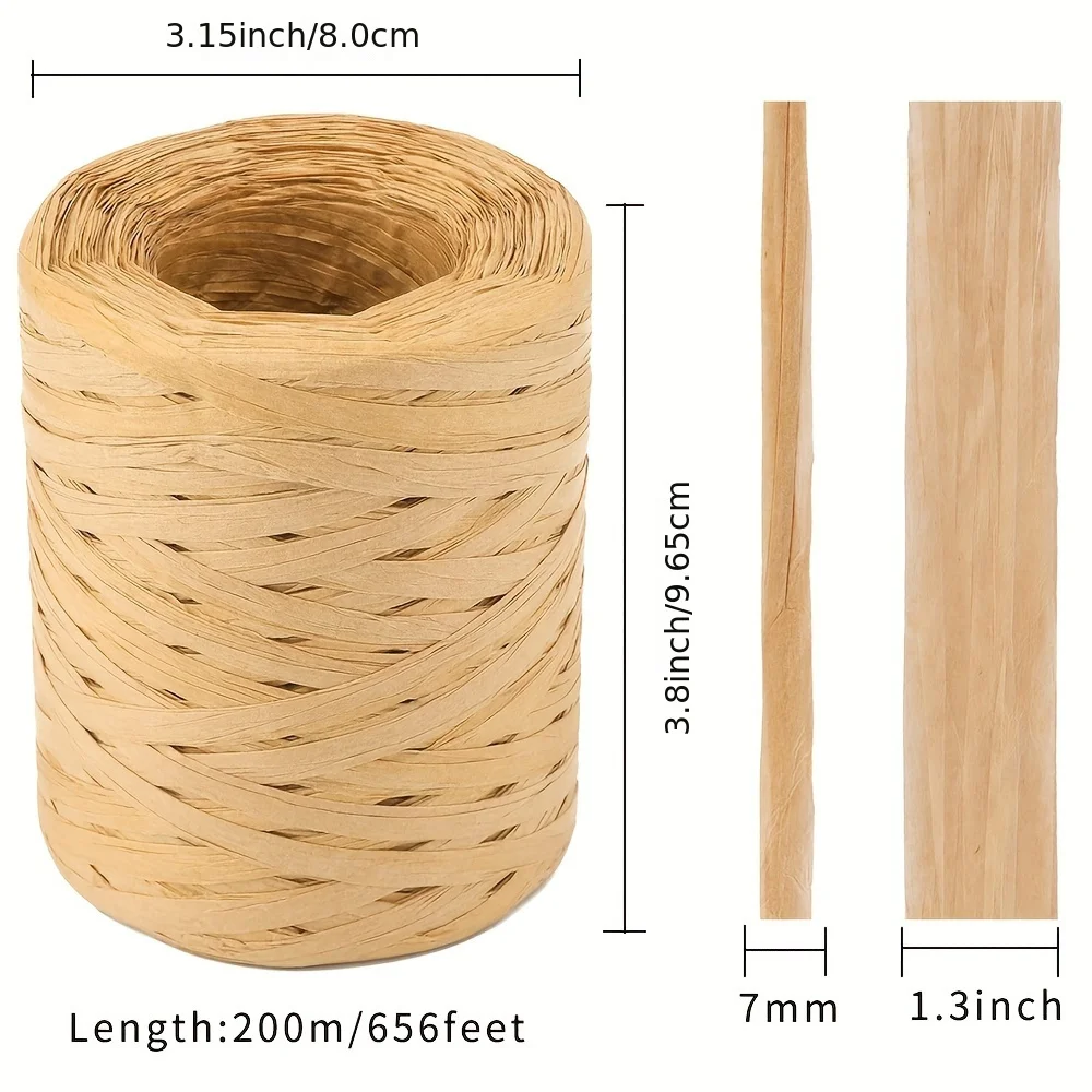 656 Feet Raffia Paper Ribbon, Packing Paper Twine Ribbon, Wrapping Ribbons for Gift Party Decor DIY Craft Decoration