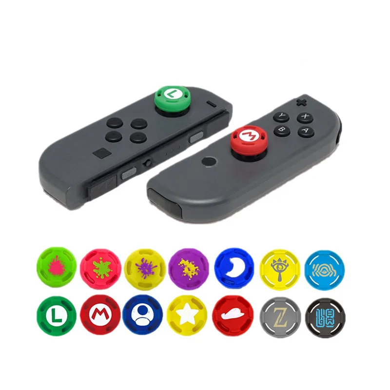 2pcs Soft Silicone Cute Cartoon Thumb Stick Grips Cap For Switch Oled Joy Con Controller NS Lite Joystick Cover Protector