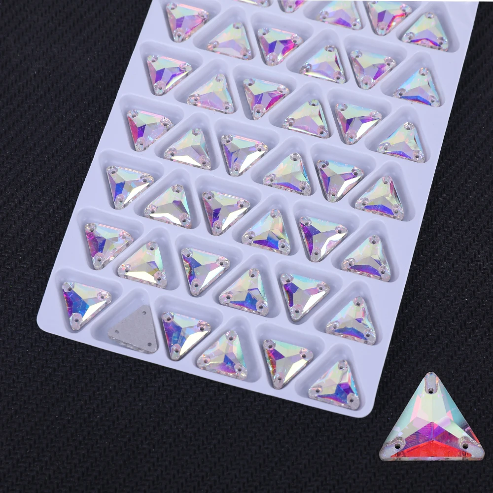 Sew On AB Rhinestone Triangle Shape Flatback Glass Crystals for Clothing Wedding Dresses All For Decoration DIY