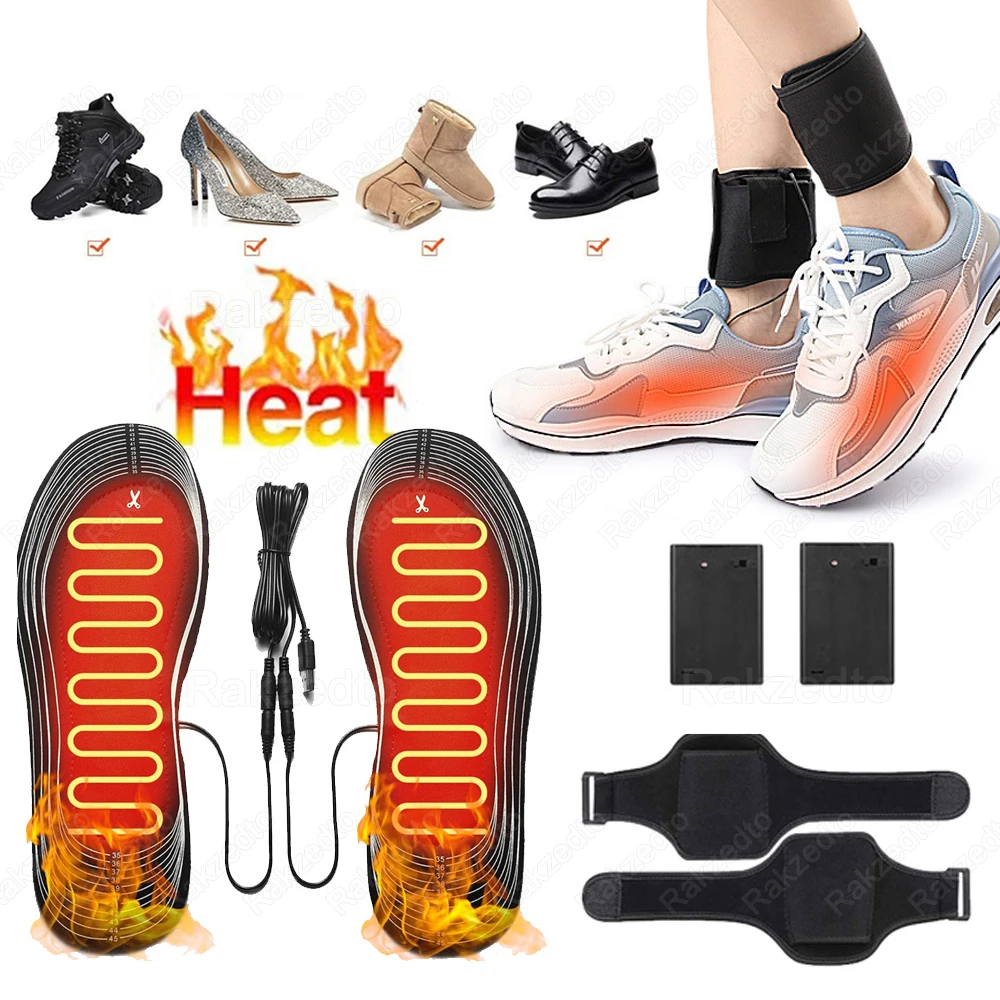 Usb Heated Shoe Insoles for Men Women Winter Outdoor Skiing Feet Warmer Shoes Pad Battery Electric Heating Thermal Insoles