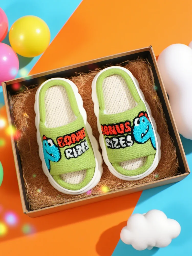 

Kids slippers boys cartoon cute dinosaur indoor home slippers