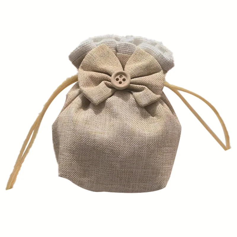 100Pcs/Lot Gift Bag Drawstring Strap Pocket Simple Antique Bag Storage Bag Cotton Hemp Strap Pocket