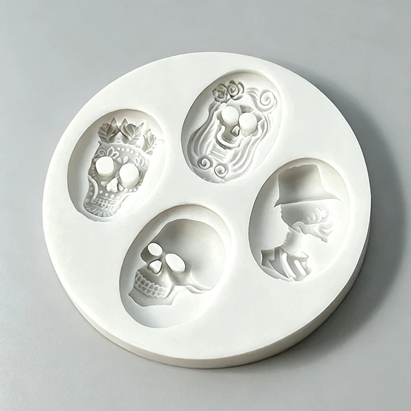 Halloween Schädel Rose Silikon Sugar Mold Harz Werkzeuge Cupcake Backform Fondant Kuchen Dekorieren Werkzeuge – Detail 7