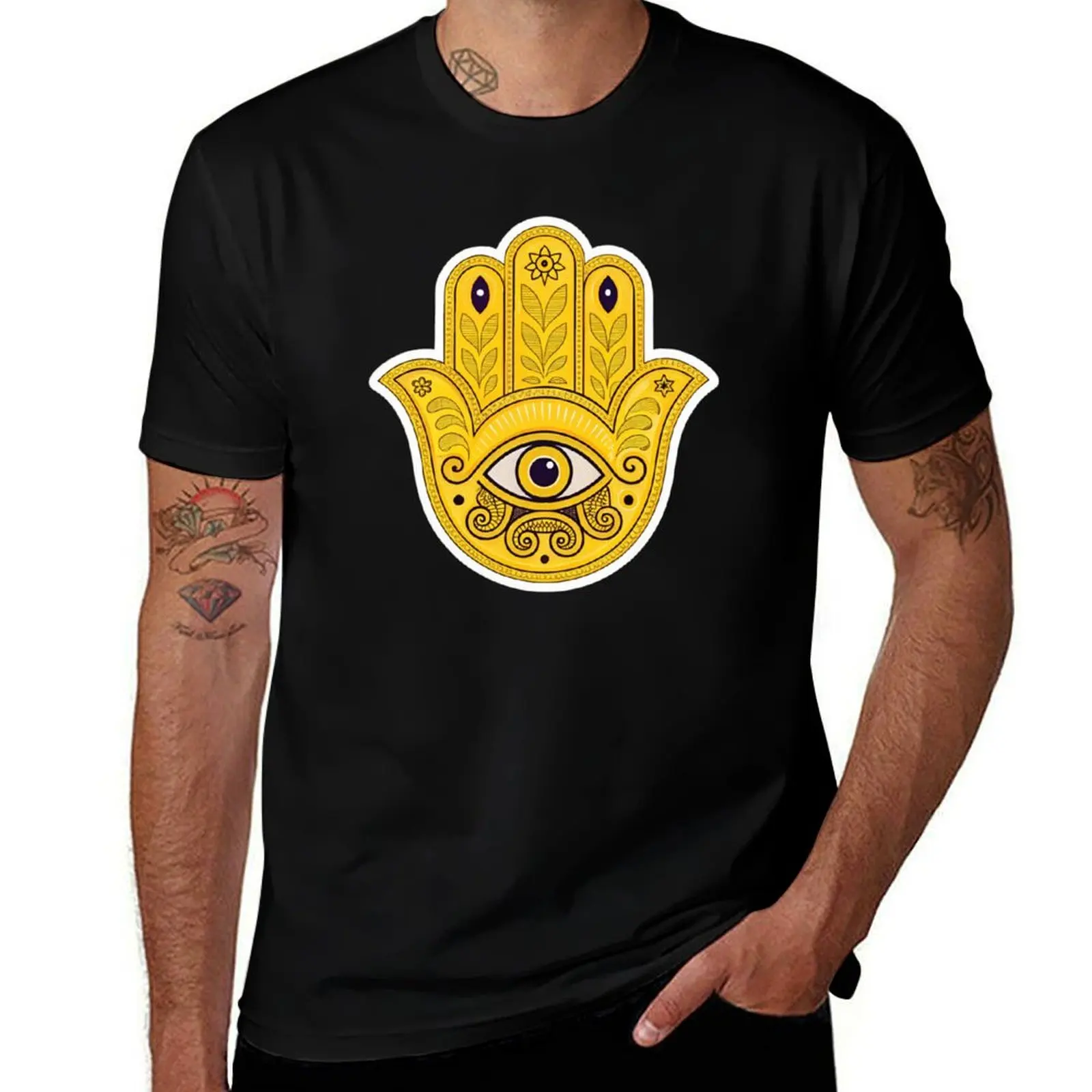 

Yellow Evil eye T-Shirt summer 2025 oversized graphic tee summer tops Short sleeve tee t shirts men