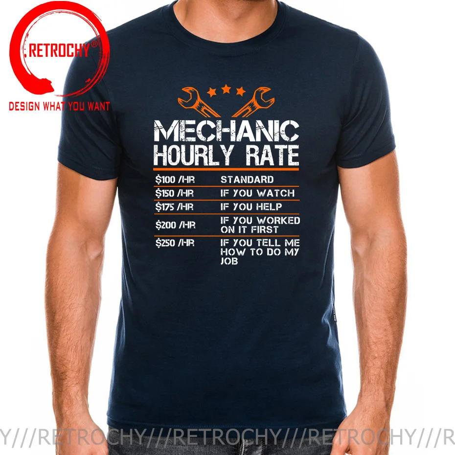 Funny Mechanic Hourly Rate Gift Shirt Labor Rates T-Shirt Fix Thing Car Repairs Recovery 2022 Men Hip Hop Fashion Casual T Shirt