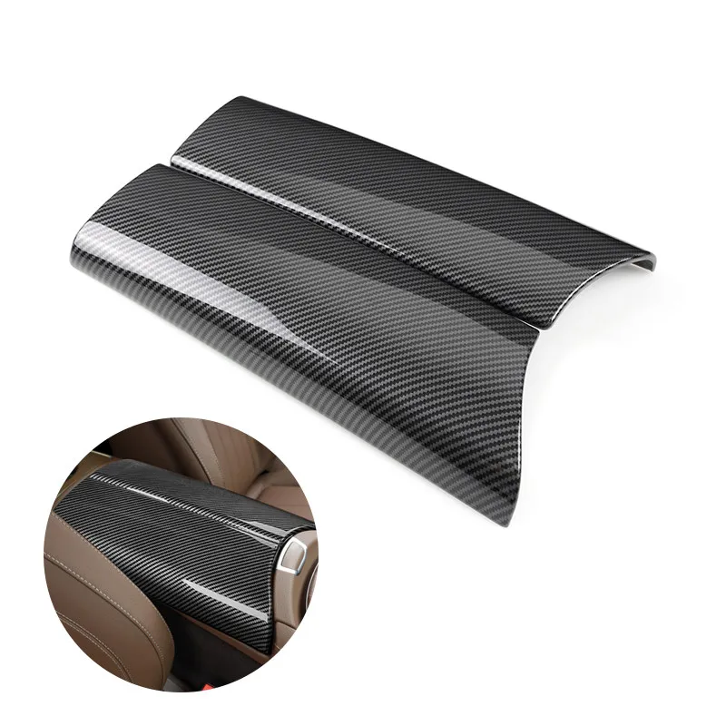 Car ABS Carbon Texture Center Control Armrest Box Cover Trim Accessories For Mercedes Benz E Class W213 E260 E300 2016 - 2021