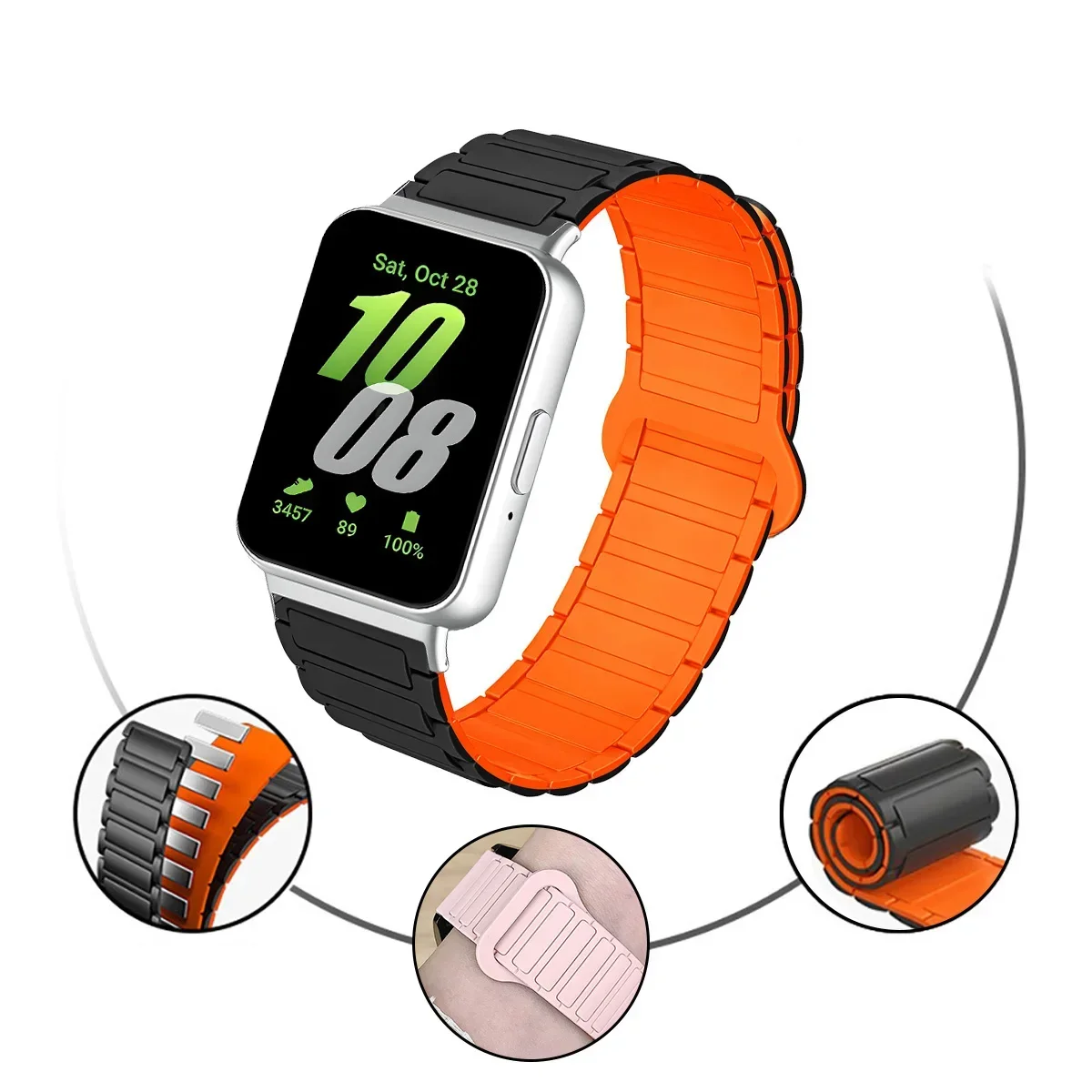 معصمه لسامسونج غالاكسي صالح 3 سيليكون حزام سوار كوريا لسامسونج صالح 3 SM-R390 الرياضة المغناطيسي حزام الساعات كوريا #3