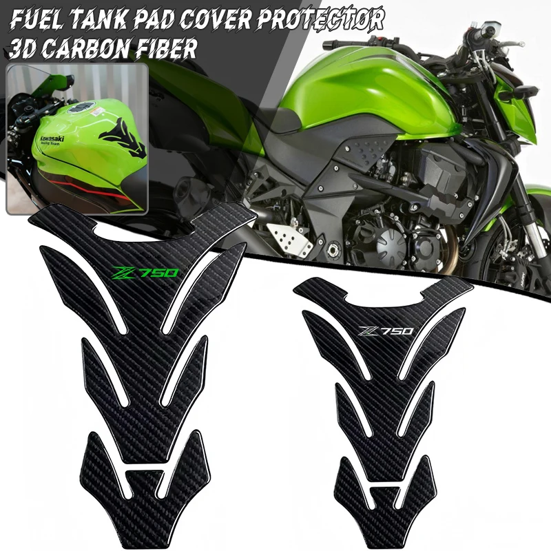 

3D Carbon Fiber Motorcycle Fuel Tank Pad Cover Protector Decal Stickers For Z750 Z750S