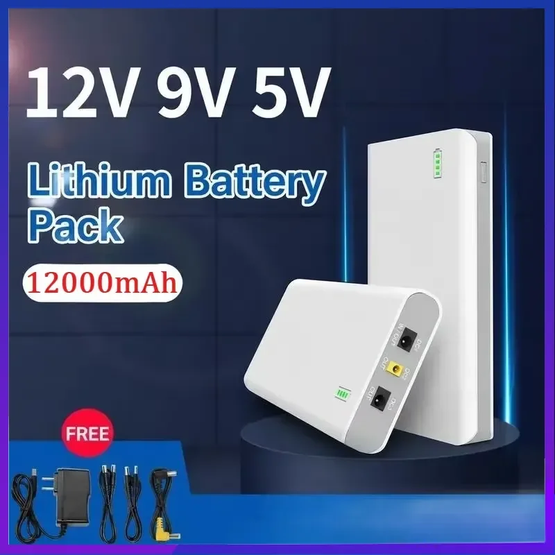For Yiseneng 12V Lithium Battery Large Capacity 9V 5V Multi Voltage Backup Power Supply for Monitoring Light Strip Routers