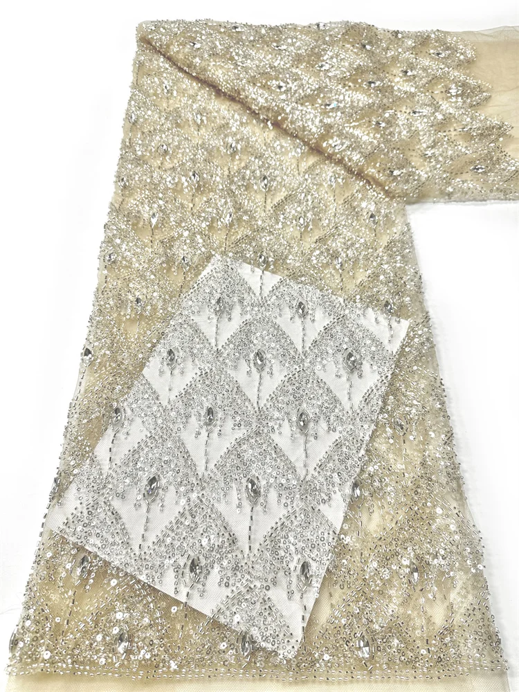 

Горячая новинка 2026: Африканское нигерийское французское кружево из тюля с бисером и пайетками для элитных свадебных платьев и вечерних нарядов невесты