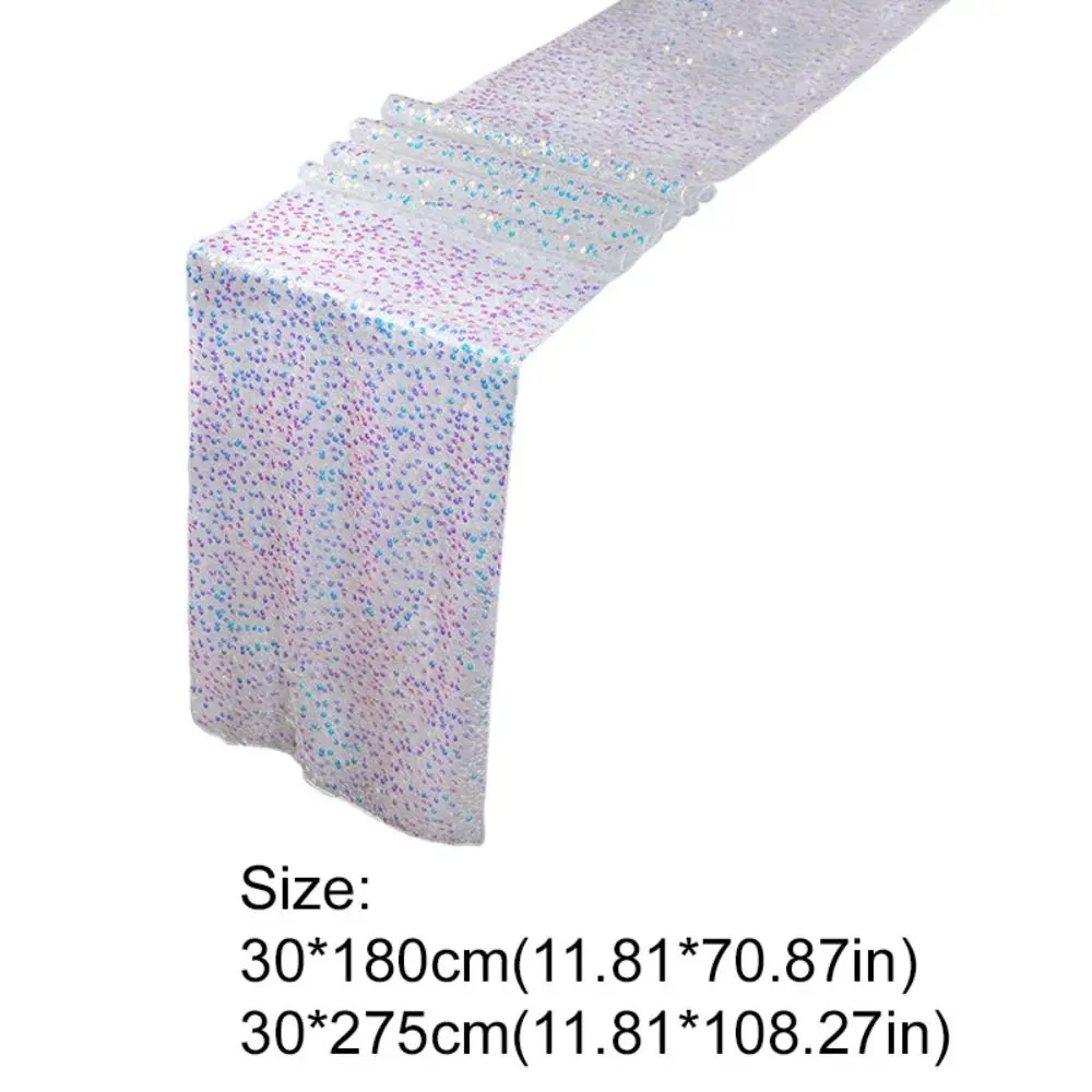 Glitter Iridescent Sequin Table Runner Extended Rectangular Table Cover Lightweight Romantic Mermaid Theme Table Runner Wedding