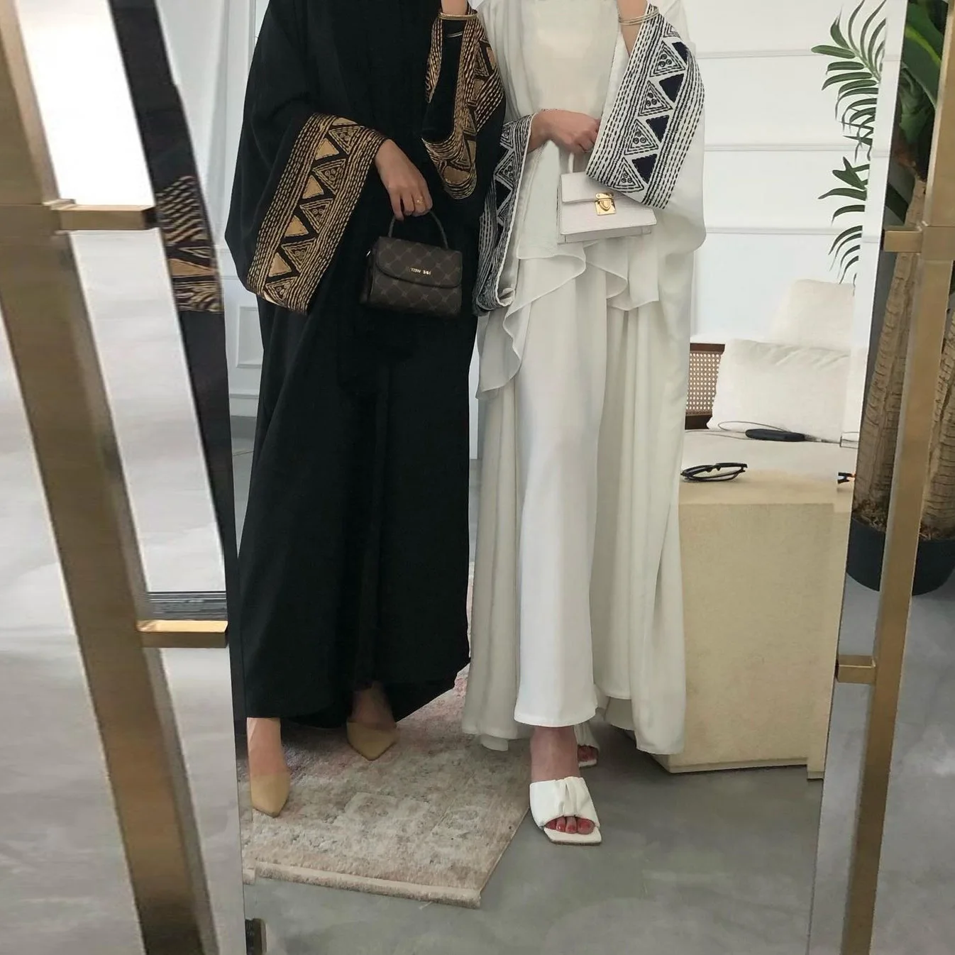 

Black White Holiday Dress Ramadan Kebaya Long Dresses With Sleeves Embroidery Caftan Marocain Femme Outerwear Eid New In Dresses