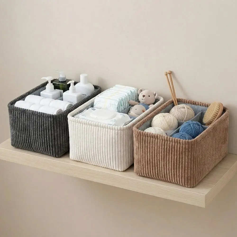 Portable Cloth Compartment Storage Basket Solid Color with Handle Mommy Bag Large Capacity Baby Diaper Bag Baby Clothes