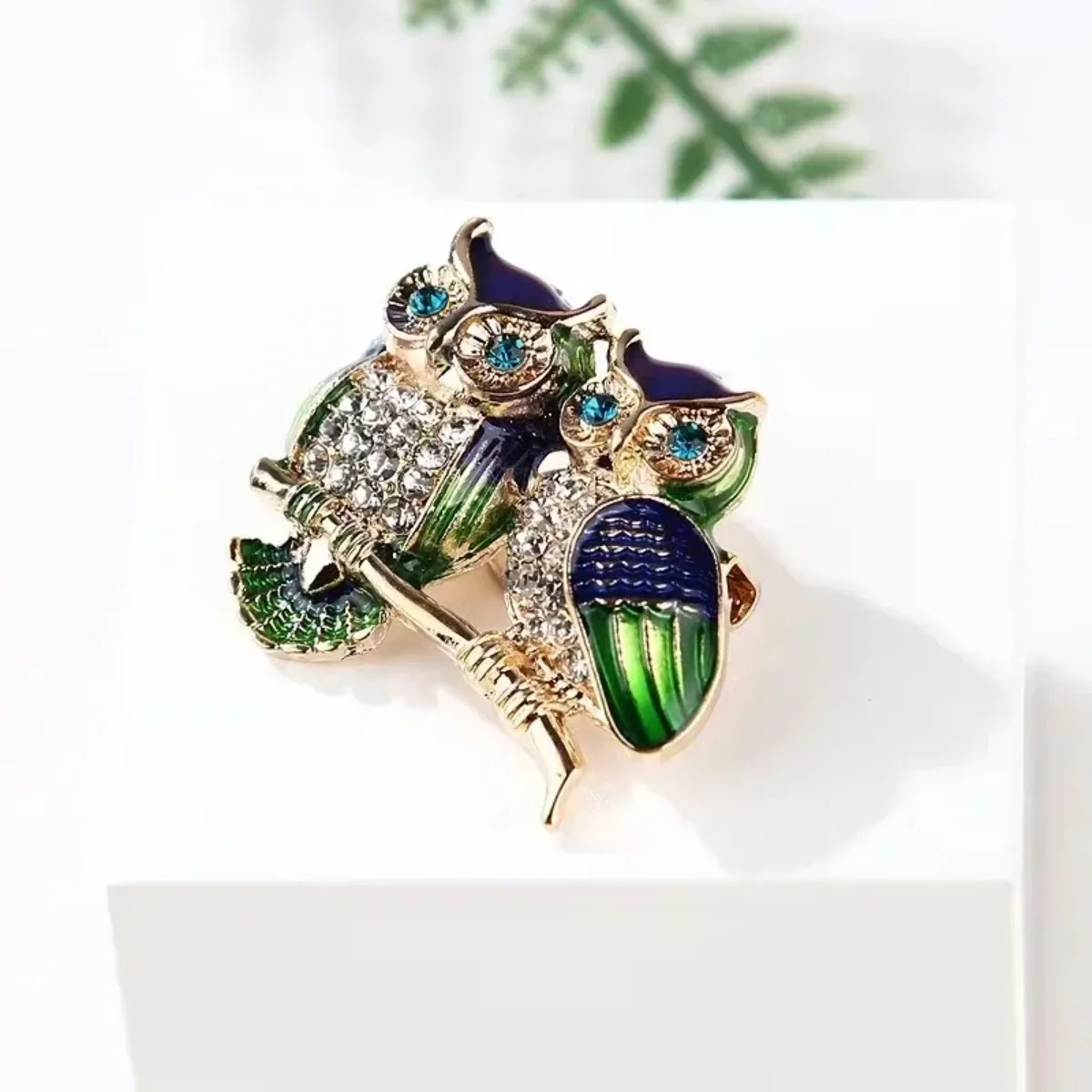 Trendy Doppel Eule Broschen Zirkon Brosche Abzeichen Pin Vogel Tier Party Casual Anzug Dekoration Abzeichen für Frauen Corsage Geschenke – Detail 5