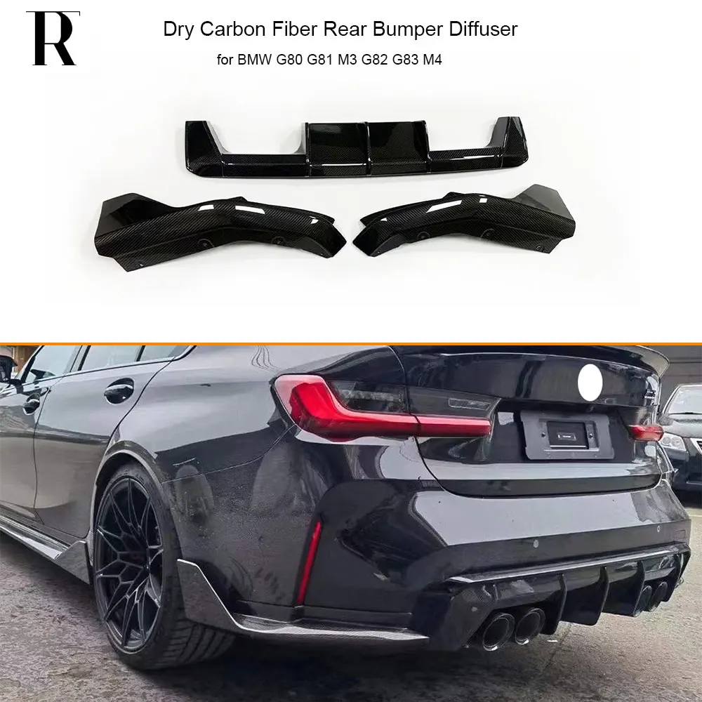 MP Style Dry Carbon Fiber Rear Bumper Diffuser With Side Splitter Apron for BMW G80 G81 M3 G82 G83 M4 2019-UP