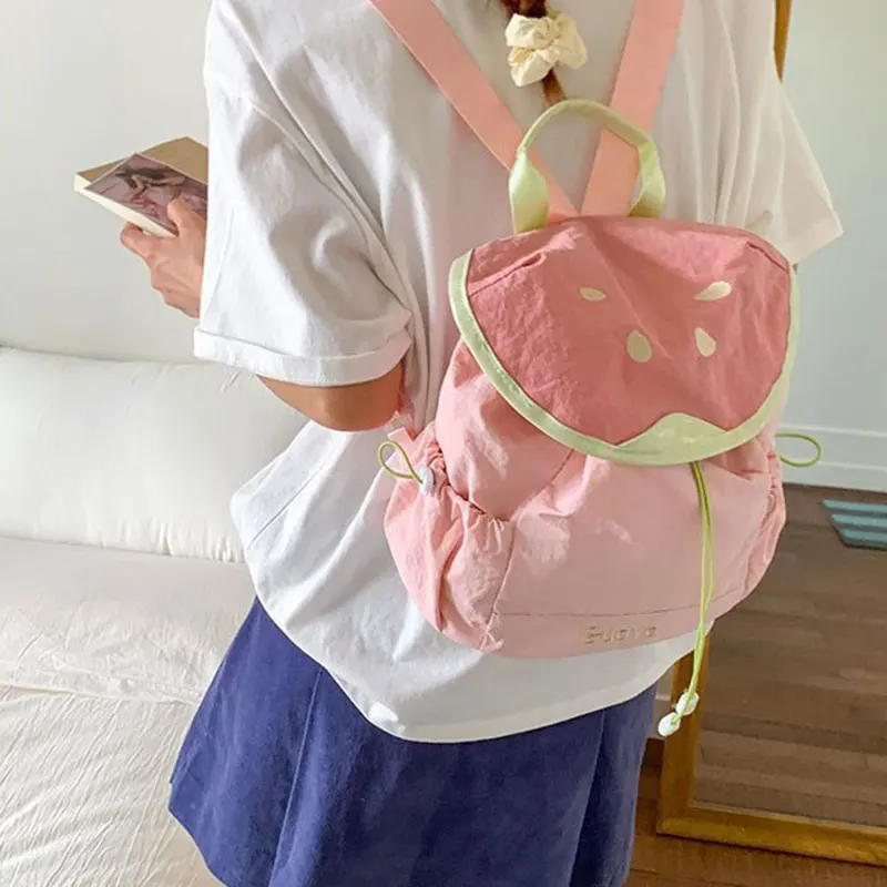 Ladies' Kawaii Backpack Japanese Fruit Cartoon Sweet Casual Simple Versatile Preppy Style Large Capacity Portable Schoolbag
