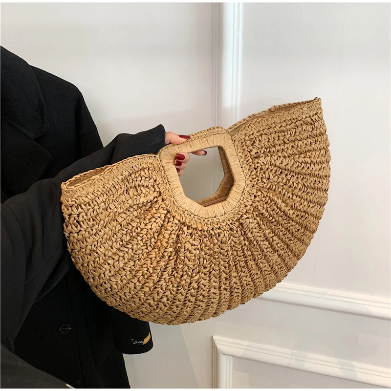 Marke Woven Clutch Tasche Luxus Neue High-end-Meer Urlaub Reise Große Kapazität Stroh frauen Einfache Textur Mode brieftasche – Detail 18