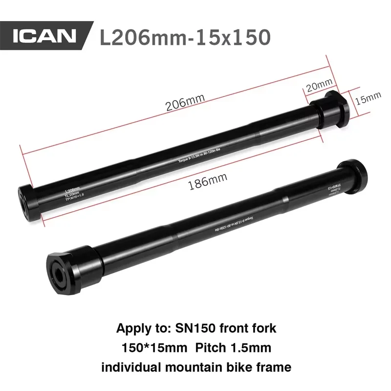 

ICAN Fat bike For SN01/SN02/SN04 skewers Thru frame axle quick release aluminum 197mmx12mm/15mmx150mm for thru axle wheels