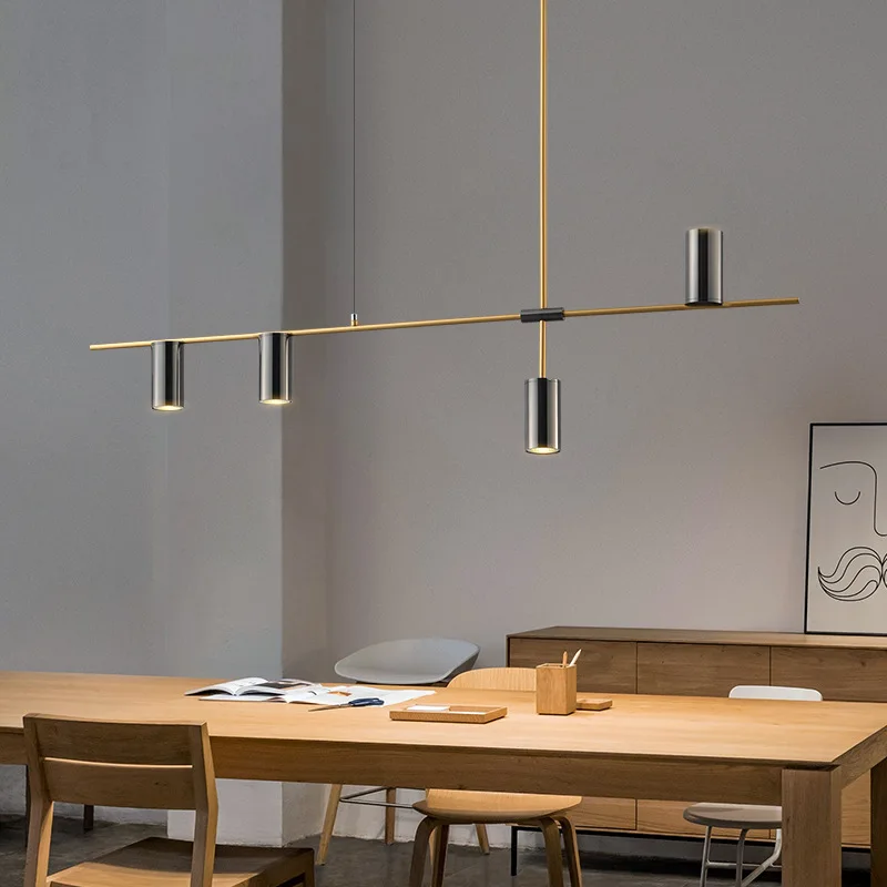 Designer restaurant chandelier post-modern simple strip minimalist bean glass bulb living room chandelier Nordic lamps