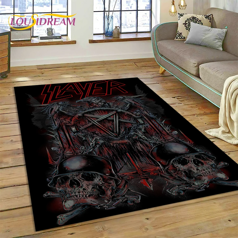 3D Rock Slayer Heavy Metal Band  Rug Carpet for Living Room Bedroom Decor,Floor Mat Non-slip Decoration for Sofa Doormat Gifts