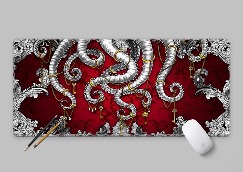 

Gothic Dark Style Octopus Mouse Pad Extra Large Thick Waterproof and Stain Resistant Natural Rubber Laptop Gamer Accessories