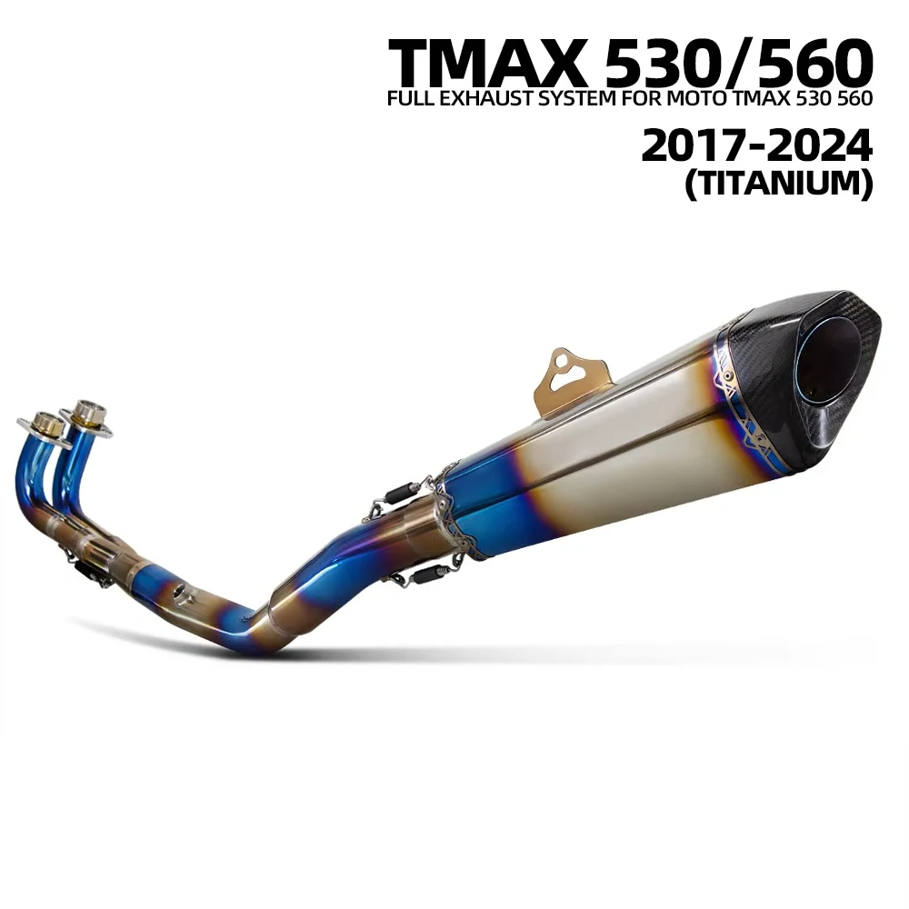 Escape de moto Titanium alloy Exhaust System with Front Link Pipe Full Blue Muffler Factory Price for Tmax 530/560 2017-2024