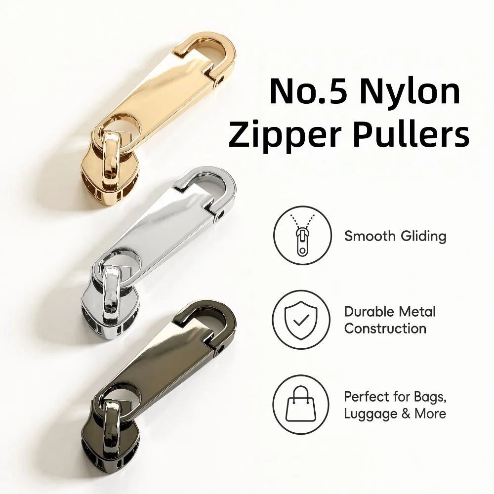 5/30Pcs 5# Zipper Pulls for Nylon Zippers Tape Heart Zip Sliders Clothes Sewing Zips Puller Head DIY Repair Kits Accessories