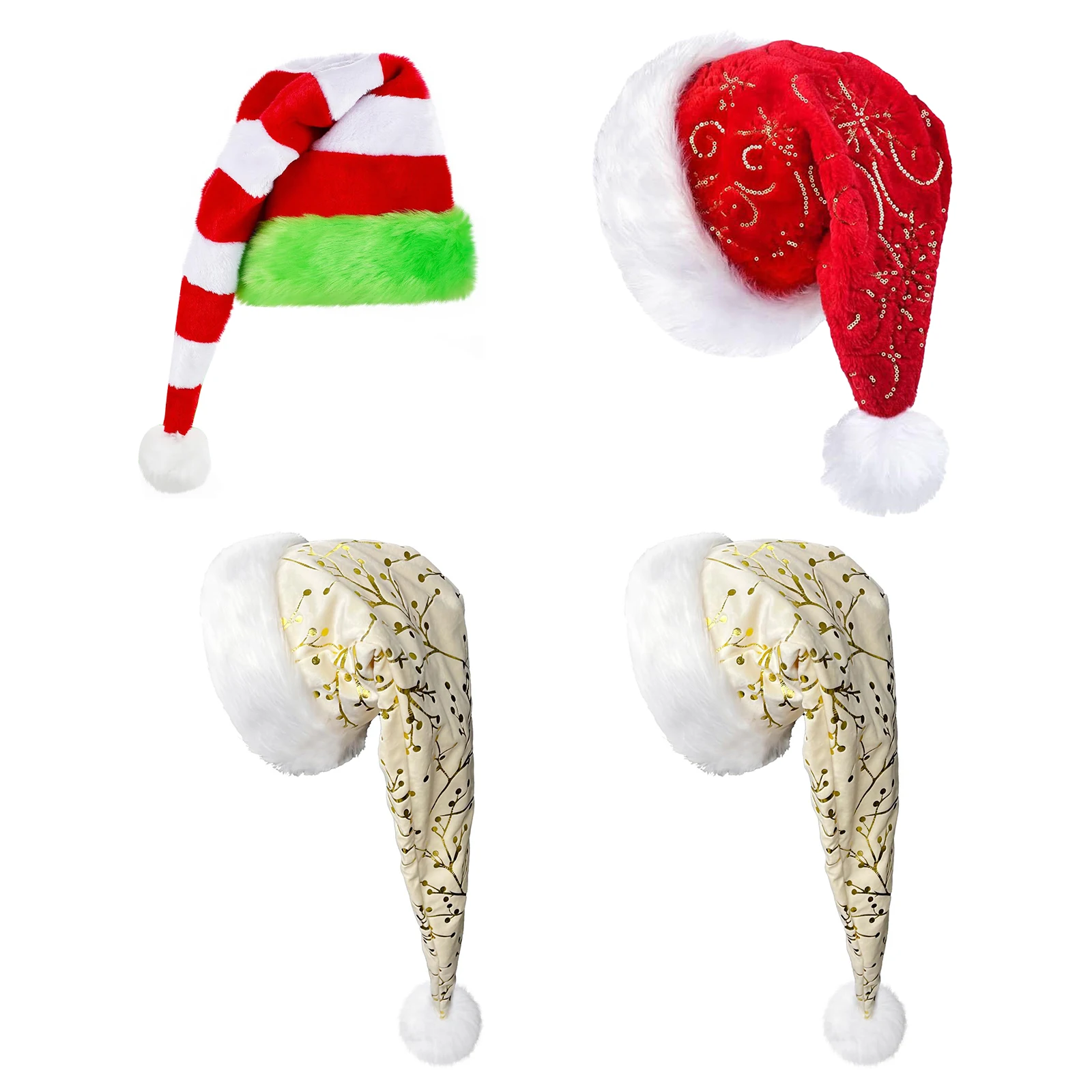 Cappello da Babbo Natale natalizio da spettacolo Cappello da Babbo Natale con tesa larga in peluche per unisex Donna Uomo Accessorio per costumi natalizi