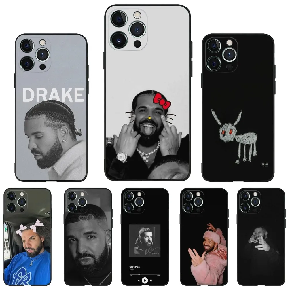 rapper drake wallpaper Phone Case for Apple iPhone, 13, 14,13,12,11,XS,XR,X,8,7,Pro,Max,Plus, Mini Silicone Cover, Black