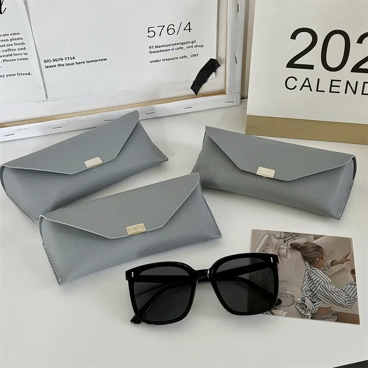 Neue Stil Sonnenbrille Brillenetui Quadratische Schnalle Ledertasche Litschi Muster Weiche Tasche Mode Tragbare PU Brillenetui Männer Frauen