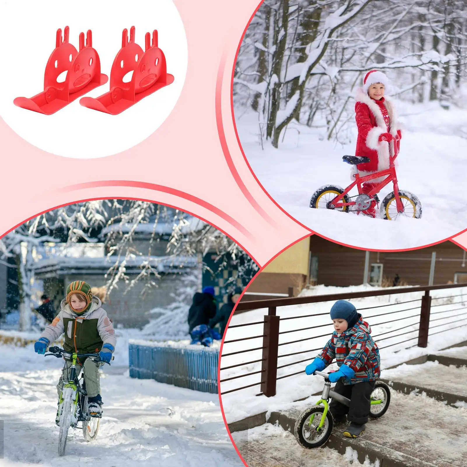 Ciclismo Snow Ski 1 paio Passeggino senza pedali Slitta da neve Set parti di ricambio antiscivolo per montanti avventure all'aria aperta