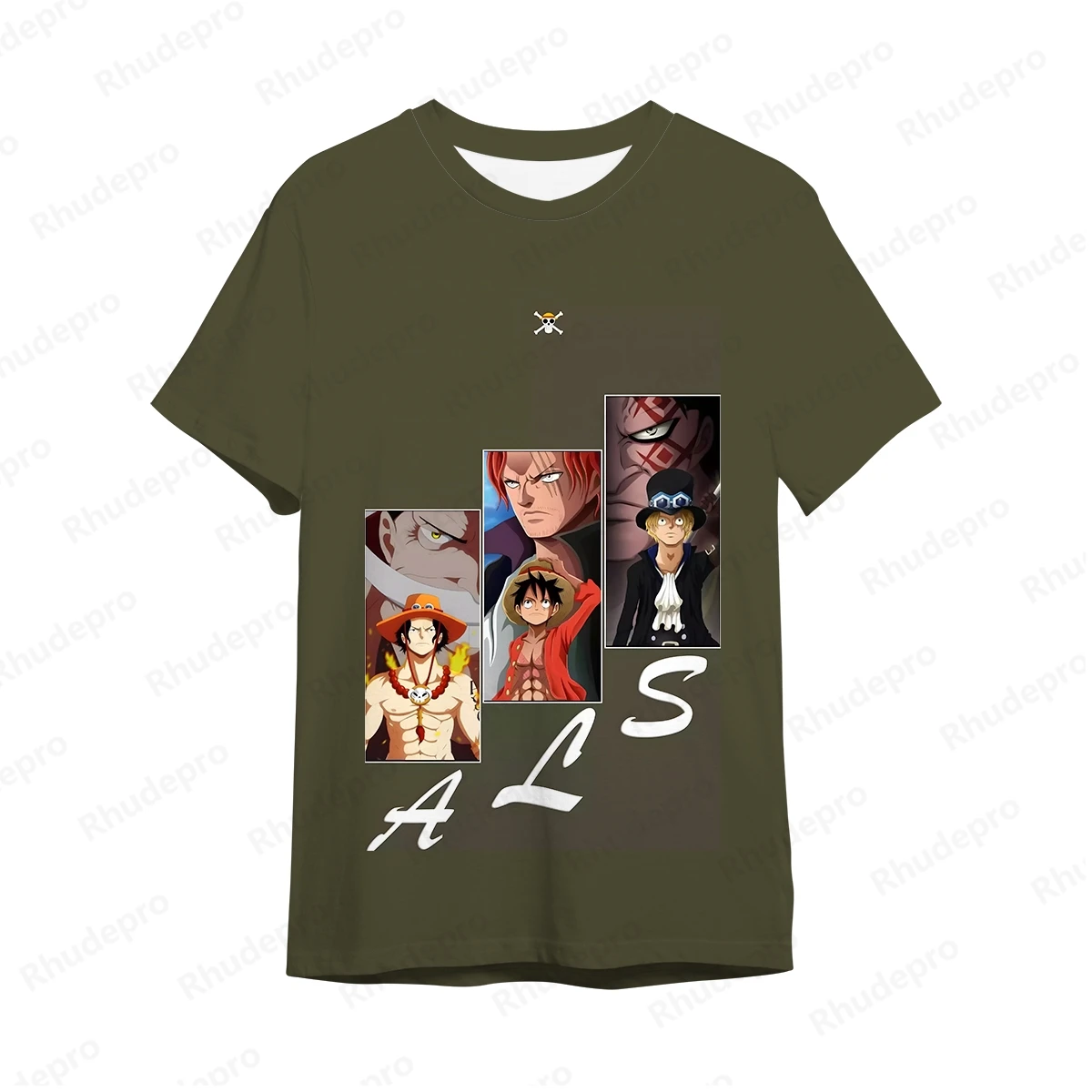 Camiseta masculina luffy de anime com impressão 3D gola redonda, camiseta solta de manga curta, peça única casual, verão, 2024