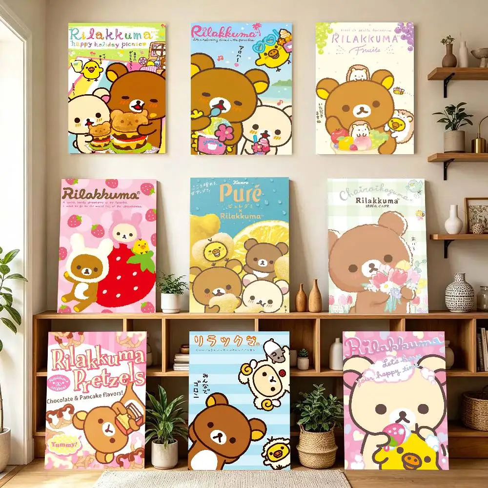 Cute Cartoon R-Rilakkuma Poster Self-adhesive Art Room Entrance Restaurant Wall Decor Art Painting