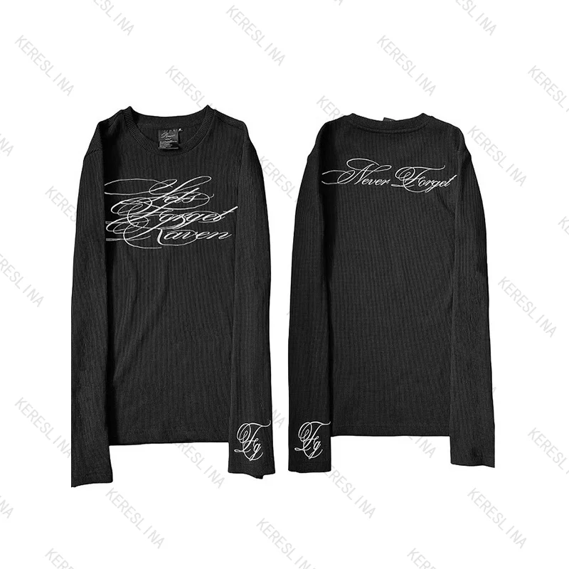 Punk Hip Hop Retro Goth Y2k Gestreiftes Langarm-T-Shirt Top Europäische und amerikanische trendige Mode Bequemes, vielseitiges T-Shirt